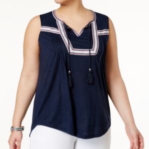 Style & Co Tie Neck Peasant Top Blouse NWT Size 2X